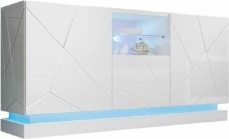 Mirjan24 Mobilier1 - Aparador Charlotte 186, Blanco + Blanco Brillante, 75x150cm, N&uacute;mero De Puertas: 042cm, Mdf