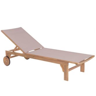 LOLAhome Tumbona jard&iacute;n Nina de acacia maciza y textileno beige topo