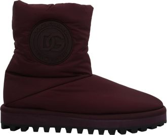 Dolce & Gabbana Mens Dgbranded Padded Boots Winter Style - Dark Red Nylon - Size EU 44