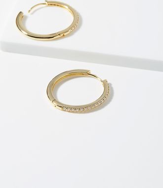 Simons Womens Crystal shine Hoop Earrings