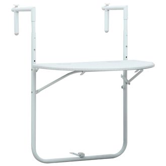 vidaXL Mesa Balc&oacute;n Colgante Pl&aacute;stico Aspecto Rat&aacute;n Blanco 60x64x83,5cm Vidaxl