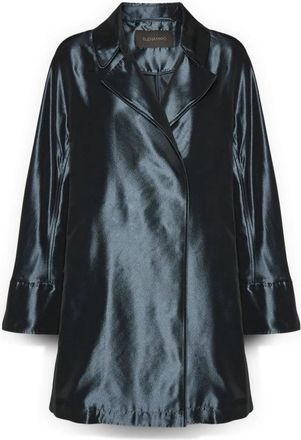 Elena Miro Lange taffetas jas - Dames - Zomerjassen - Blauw - XL - Polyester - Jassen