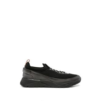 Santoni Schoenen, Heren, Zwart, 42 1/2 EU, Leer, Lage Sneakers met Veters
