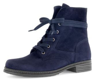 Gabor Schn&uuml;rboots GABOR, Damen, Gr. 35, blau (nachtblau), Ziegenveloursleder, unifarben, Schuhe Schn&uuml;rboots, Blockabsatz, Schn&uuml;rstiefelette mit schaftumwick