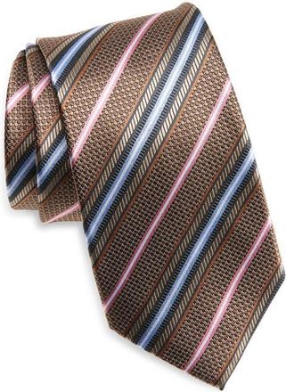 Nordstrom Stripe Jacquard Silk Tie in Brown at Nordstrom