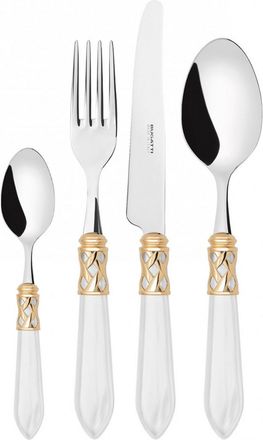 Bugatti Set Posate 24 Pezzi In Scatola Compact Aladdin Ghiera Dorata Bianco Madreperla Bugatti