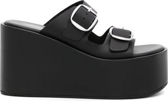 Coperni 100mm leather wedge sandals - women - Calf Leather/Calf Leather/Calf Leather - 38 - Black
