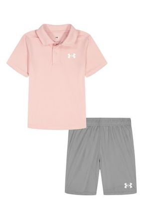 Under Armour Kids Polo & Shorts Set in Prime Pink at Nordstrom, Size 24M