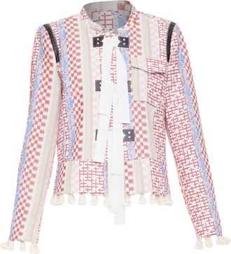 Altuzarra Ghianda geometric check weave pompom jacket