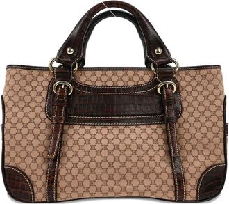 Celine 1990-2000s Macadam canvas tote bag - women - Canvas/Calf Leather - One Size - Brown