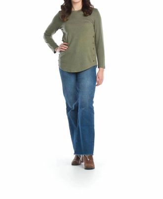 Papillon Lightweight Sweater With Side Button Detail In Khaki
