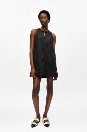 Ganni Black Duchesse Nylon Mini Dress - Size 10/12