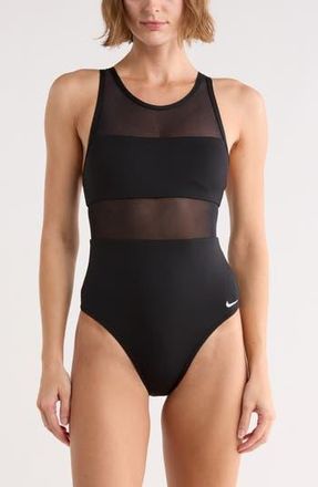 Nike V-Back One-Piece Swimsuit in Black at Nordstrom Rack, Size Small
