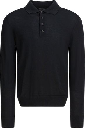 Tom Ford Long-Sleeved Polo Shirt Polo Shirts Nero-Uomo