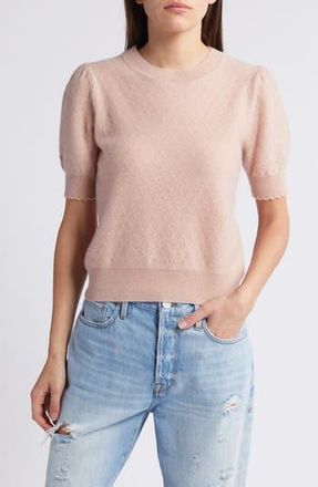 Frame Denim Puff Sleeve Pointelle Cashmere Sweater in Peony at Nordstrom Rack, Size Large