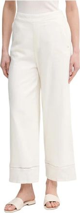 DKNY Wijde broek - Dames - Wijde Broeken - Beige - L - Katoen - Broeken