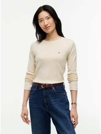 Tommy Hilfiger Womens Long-Sleeve Crewneck Favorite T-Shirt - Beige - XXL