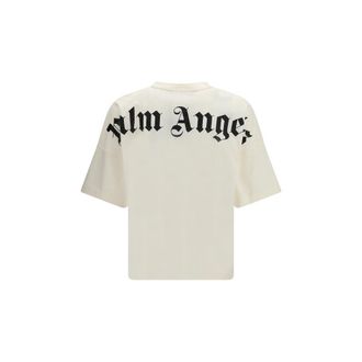 Palm Angels Mens Beige Cotton T-Shirt