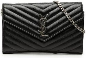 Saint Laurent Pre-owned Quilted Crossbody Bag - Dames - Vintage Schoudertas - Zwart - ONE Size - Leer - Vintage