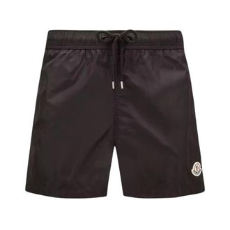 Moncler Beachwear, male, Black, Size: XL Logo Patch Swim Shorts