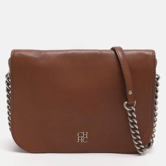 Carolina Herrera New Baltazar Brown Leather Shoulder Bag
