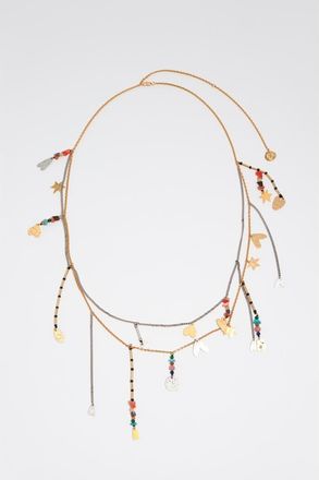 Bimba & Lola Belt necklace with metal silhouettes multicolor stones in Gold at Nordstrom