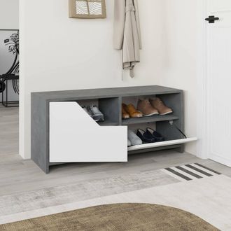 Dmora Zapatero Berto, Mueble Para 8 Pares, 2 Estantes, 2 Puertas, 105x37x47h Cm Gris