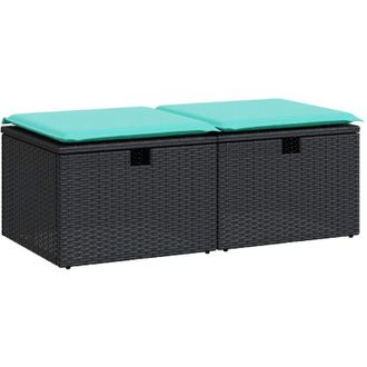 vidaXL Set Sof&aacute;s Jard&iacute;n Y Cojines 2 Pzas Rat&aacute;n Sint&eacute;tico Acacia Negro Vidaxl