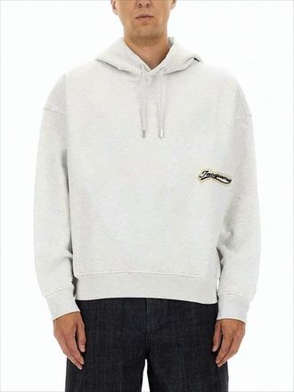 Jacquemus Light Grey Relaxed Fit Hoodie With Drawstring