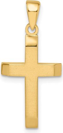 Diamond2Deal 14k Yellow Gold Satin Polished Beveled Small Latin Cross Pendant
