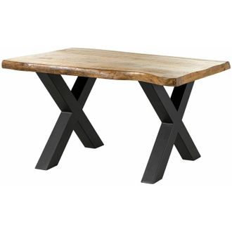 Massivmoebel24 FREEFORM 5 tavolo da pranzo in legno di mango - verniciato natur / gambe in ferro X antracite matt 140x90