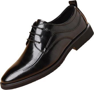 Generic Mens Brogue Oxford Dress Shoes Business Casual Leather Shoes British Style Large Size Comfortable Office Commuting Shoes for Men(Black,10.5)