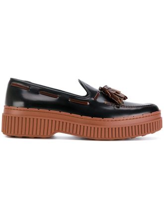 Tod's platte plateau-loafers met kwastjes - Zwart