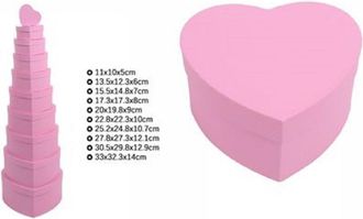 Trade Shop Trade Shop - Set 10 Pz Scatole Box Per Regali Varie Misure Matrioska Forma Cuore Rosa 71958