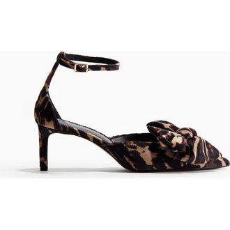 H&M Bow-detail Velour Court Shoes in Brown/leopard Print at Nordstrom, Size 11