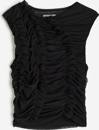 H&M Tülltop mit Volants - Schwarz