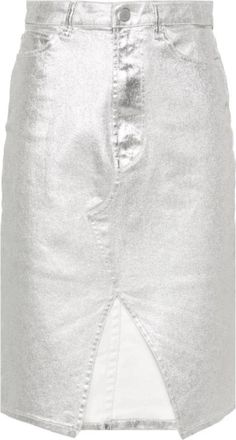 3x1 Metallic Coated Mini Rok - Dames - Spijkerrokken - Grijs - W27 - Katoen - Rokken