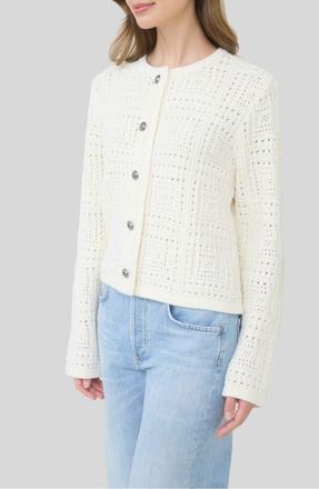 ZOE AND CLAIRE Openwork Texture Cardigan in Ivory at Nordstrom, Size X-Small
