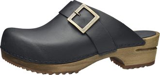 Sanita Urban Mule Clog | Original Handmade Wooden Leather Clog for Women | Sustainable Materials | Black | 7.5 UK