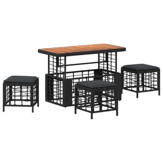 vidaXL Conjunto De Comedor De Jard&iacute;n Con Coj&iacute;n 4 Pcs Negro Y Gris Vidaxl
