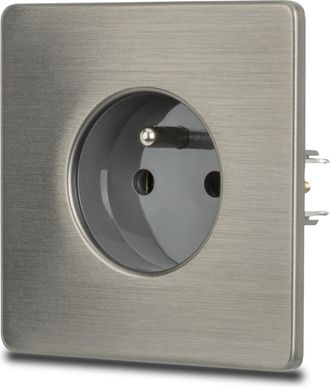 OEM Toma De Corriente Individual De Acero Gris Cepillado Pvd Color Gris Plomo