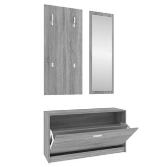 vidaXL Vidaxl - Set De Mueble Zapatero 3 En 1 Madera Contrachapada Gris Sonoma