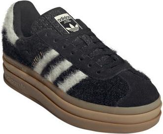adidas Gazelle Bold Sneaker in Black/Cream White/Gold at Nordstrom, Size 10.5