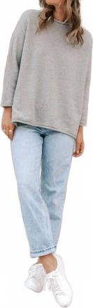 Lovestitch Cozy Side Slit Sweater In Heather Gray