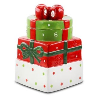 Gibson Home Christmas Estate 7.5 Inch Gift Box Holiday Cookie Jar in Red at Nordstrom