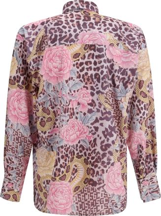 GCDS Mens Animalier Shirt Orchid Pink-Bone Polyester; Elastane Pink/bone