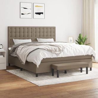 vidaXL Vidaxl - Cama Box Spring Con Colch&oacute;n Tela Gris Taupe 160x200 Cm