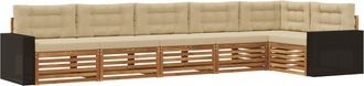vidaXL Conjunto De Sof&aacute;s De Exterior 6 Uds. Natural Y Beige Poli&eacute;ster Vidaxl