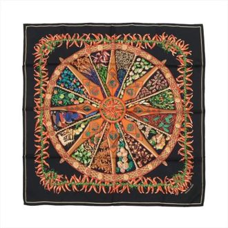 Herm&egrave;s Pre-owned Scarves, female, Black, Size: ONE SIZE Pre-owned Carre 90 Scarf