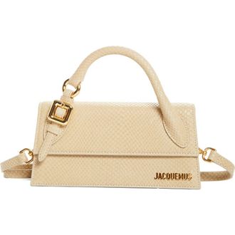 Jacquemus The Long Chiquito Embossed Leather Top Handle Bag in Light Beige 130 at Nordstrom